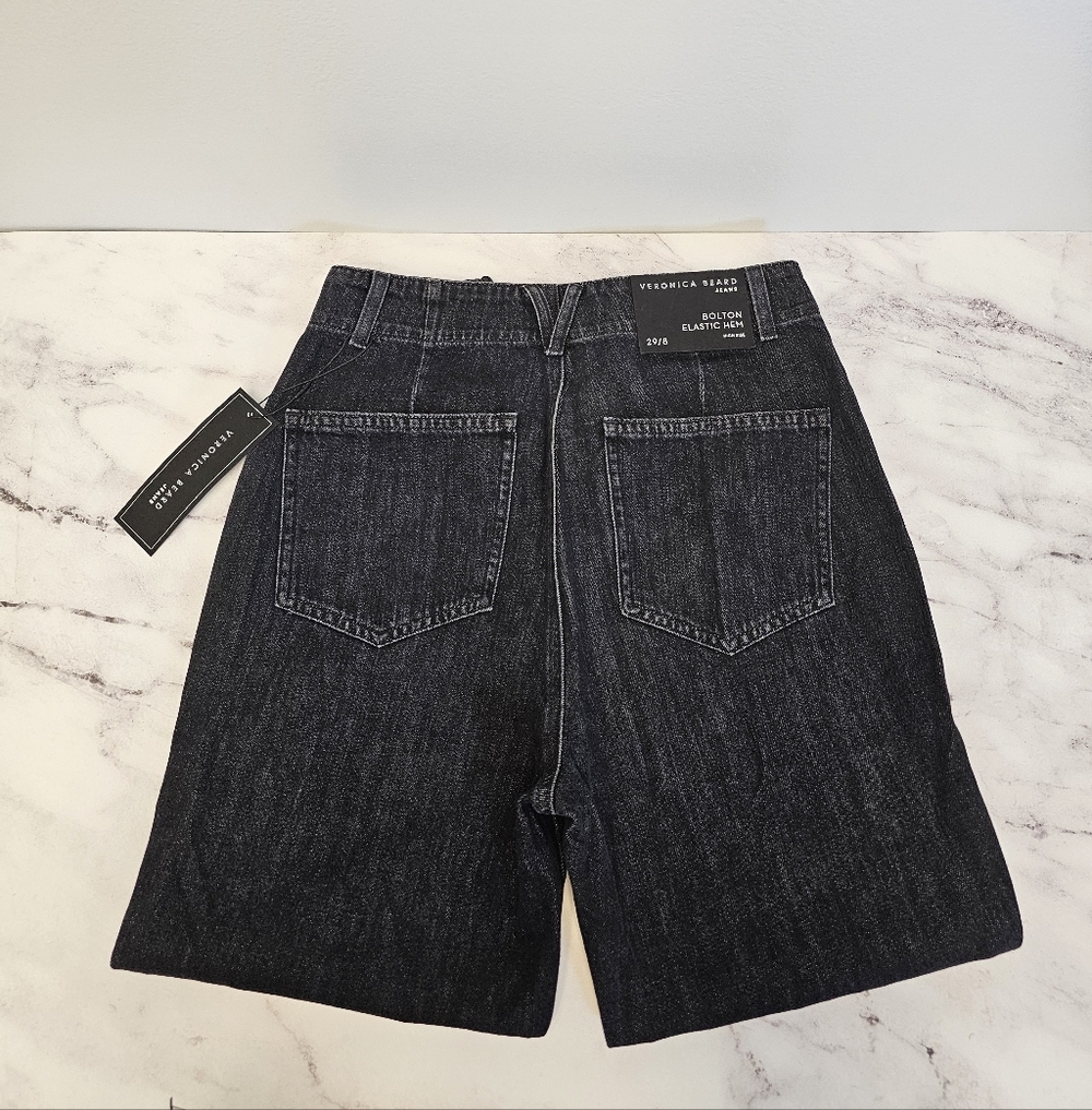 Veronica Beard Bolton With Cargo Pocket Elastic Hem High Rise Black Jeans 29 NWT - Picture 7 of 11